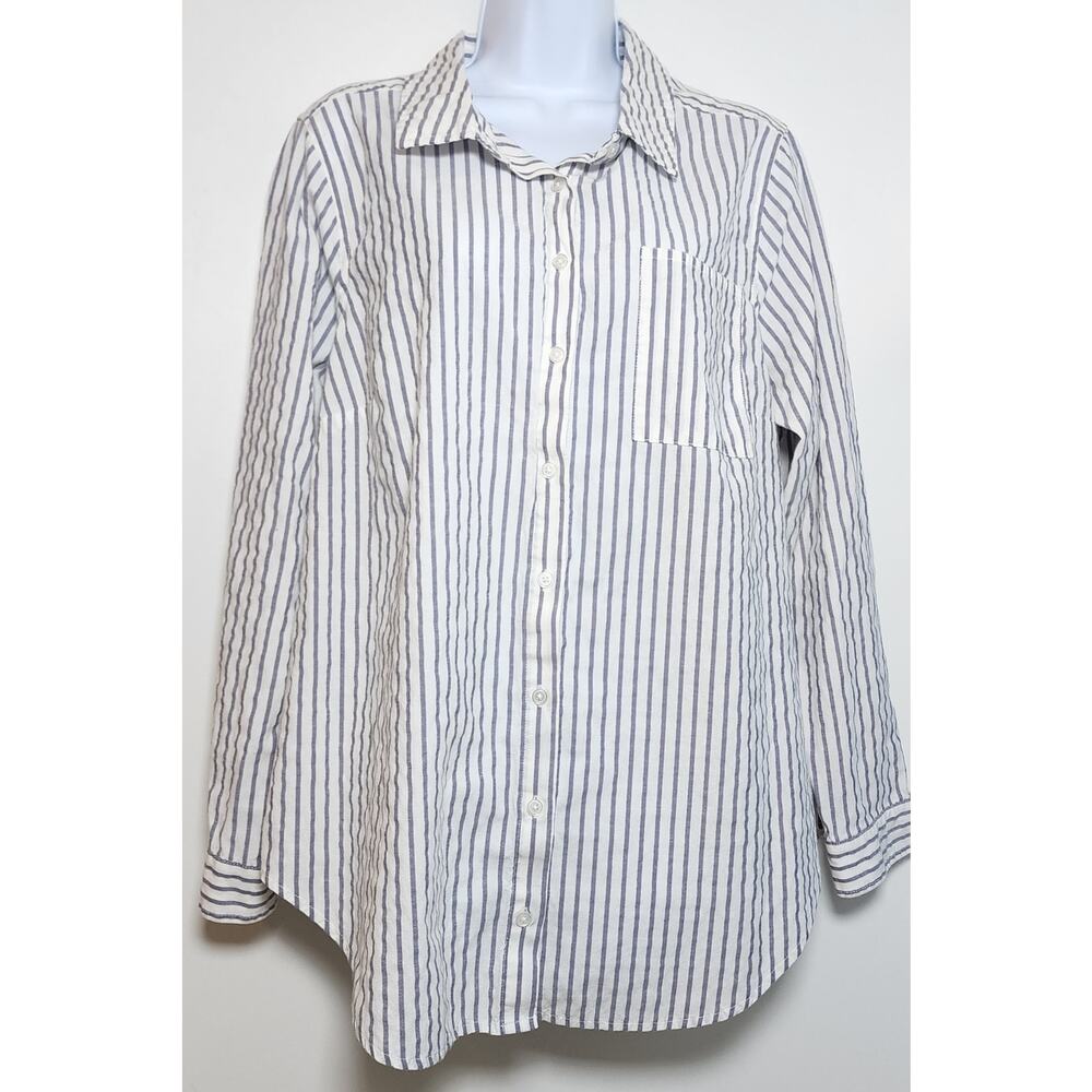 Torrid Striped Button Up Preppy Coastal Classic Relaxed Fit Size 2